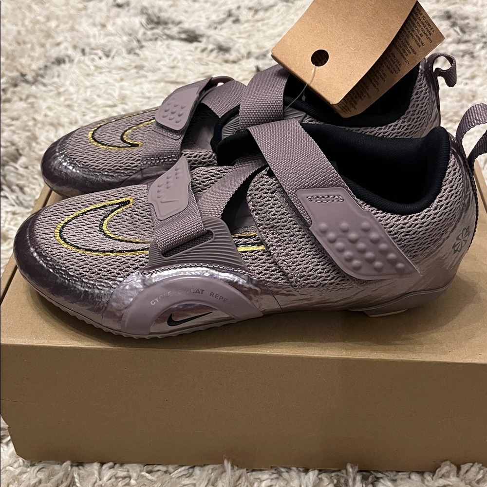 Nike womens superrep cycle 2 shoe. US womens size 7.5. Purple metallic. New.